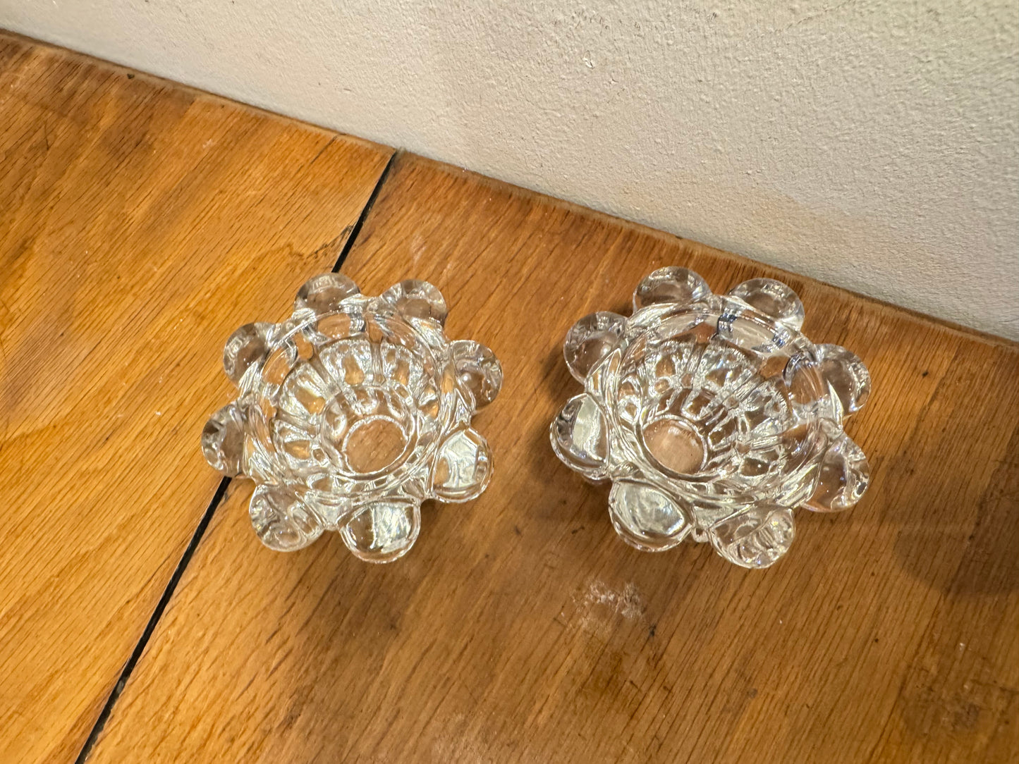 Reims Glass Small Bubble Candle Holders | Vintage Retro Decor Homeware |