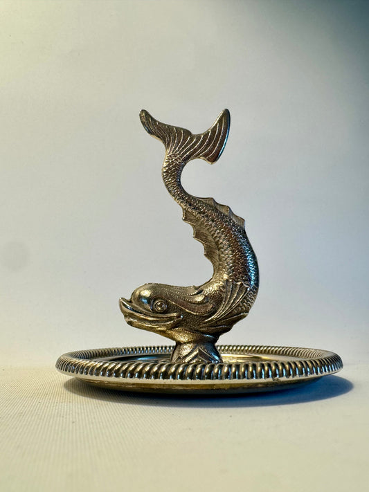 Silver Trinket Dish with Dolphin | Vintage Antique Style | Ring & Jewellery Dish | Zodiac Plate of England |