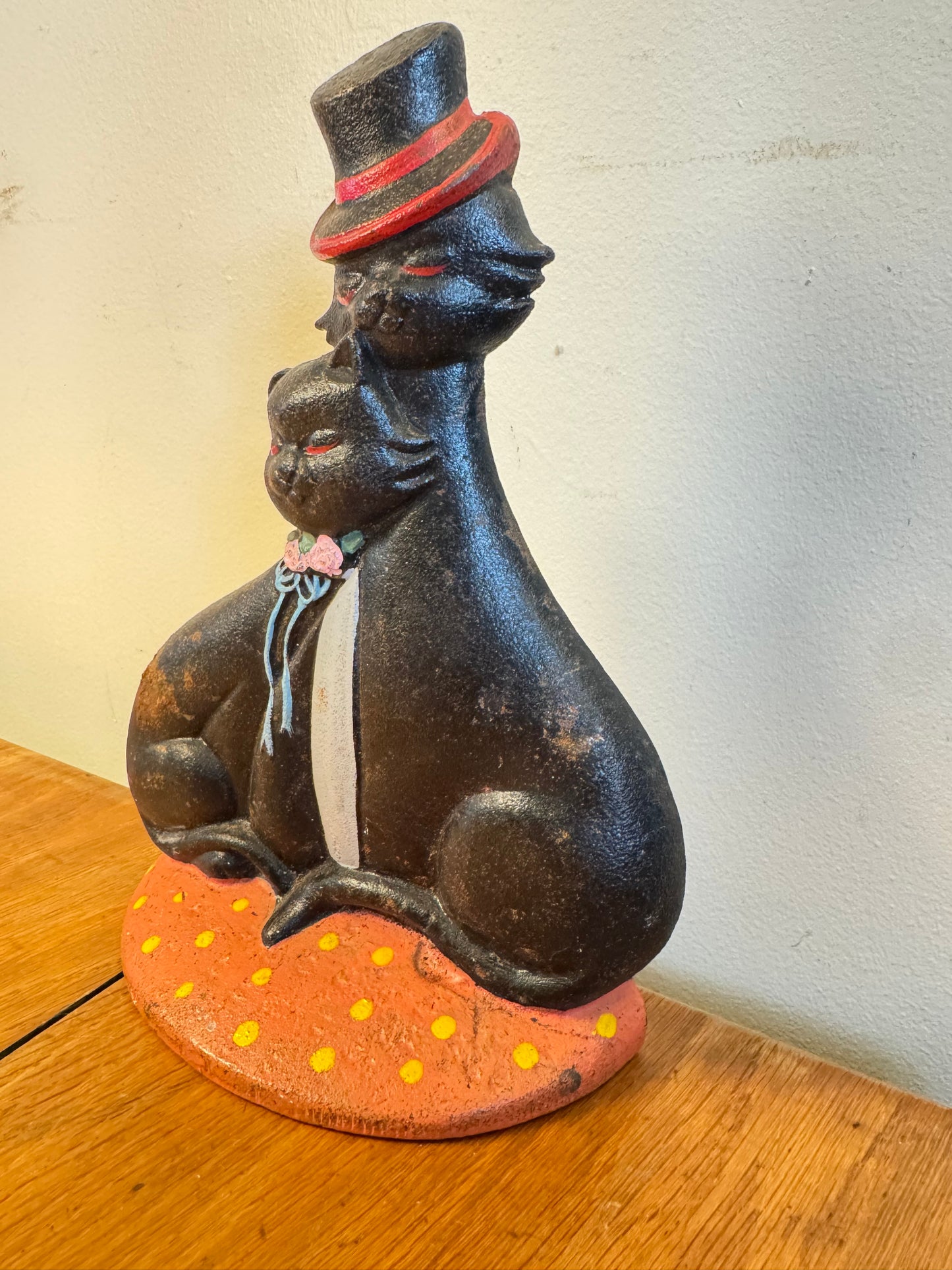 Vintage Cast Iron Tom Cat and Lady Cat Door Stop | Vintage Retro Antique | Quirky Unique |