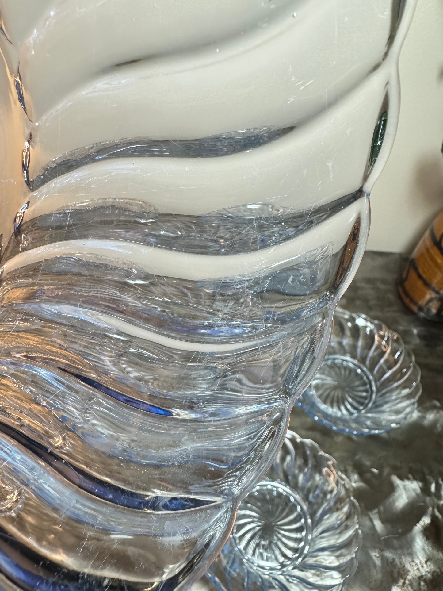 Glass Dessert Bowl Set. Bagley England. Vintage Depression Glass.