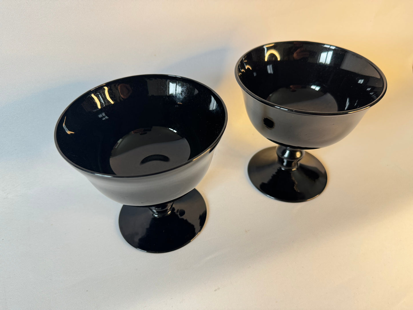Black Glass Cocktail Coupes | Set of 2 | Large Champagne Glass Coupes | Vintage Retro |