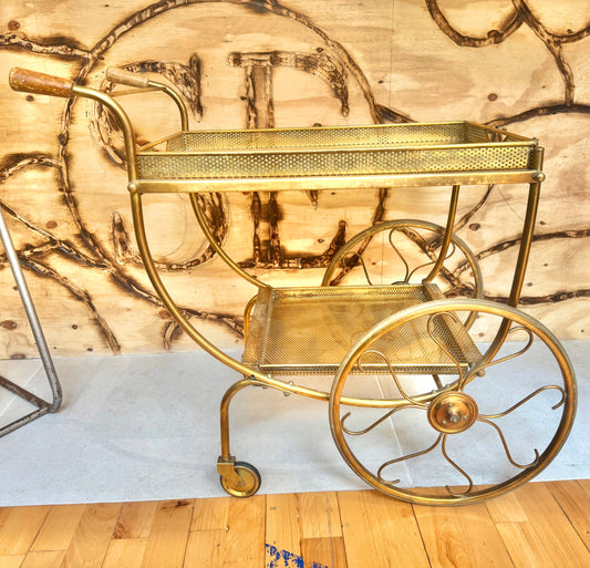 Josef Franc Brass Bar Trolley | Vintage Antique Homeware Decor |