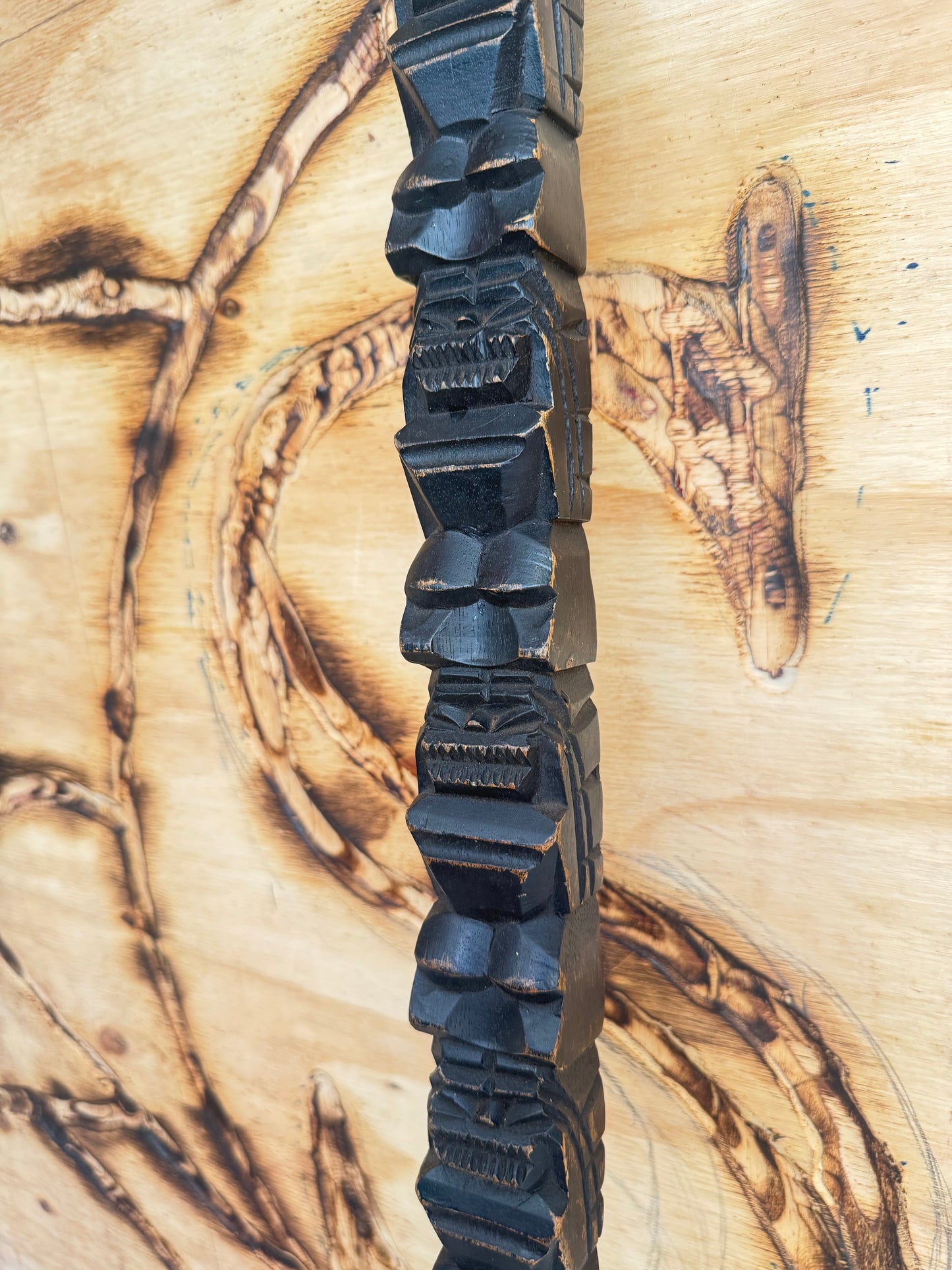 Oversized Hand-Carved Decorative Spoon | Tribal Totem Style | Quirky Unique |