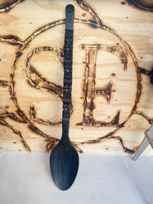 Oversized Hand-Carved Decorative Spoon | Tribal Totem Style | Quirky Unique |