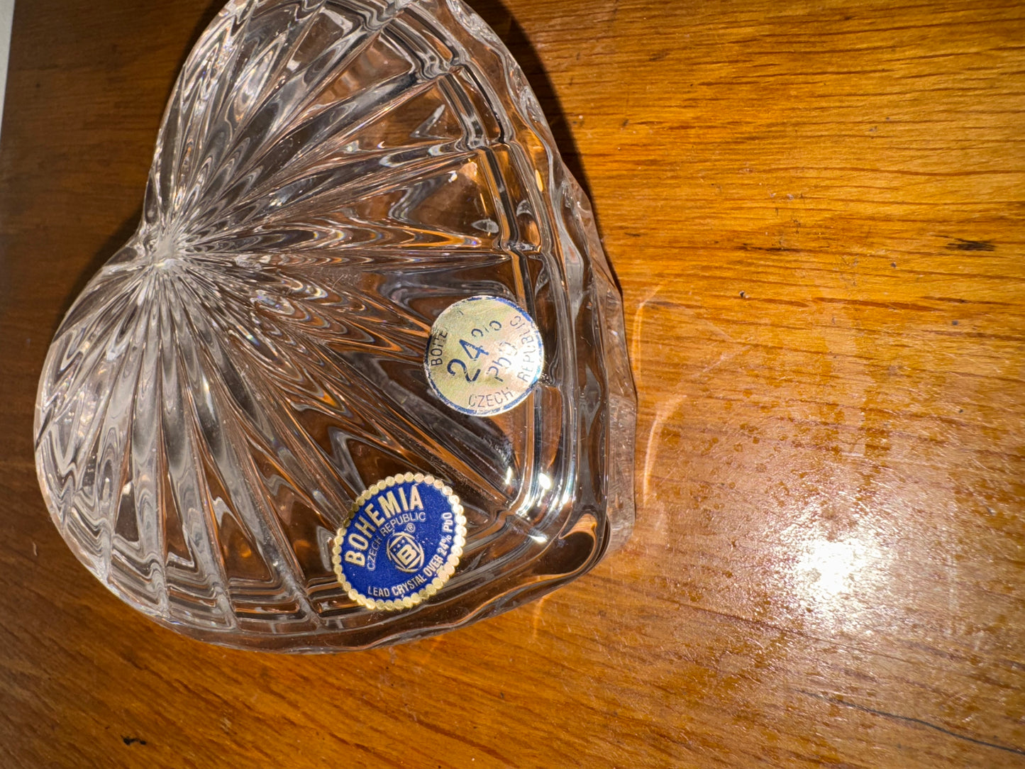 Bohemia Crystal Heart Shaped Lidded Trinket Dish | Vintage Retro |