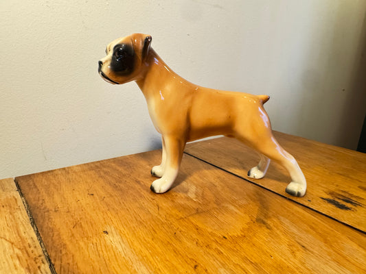 Ceramic Boxer Dog Figure | Decorative Ornament | Vintage/Retro Decor |
