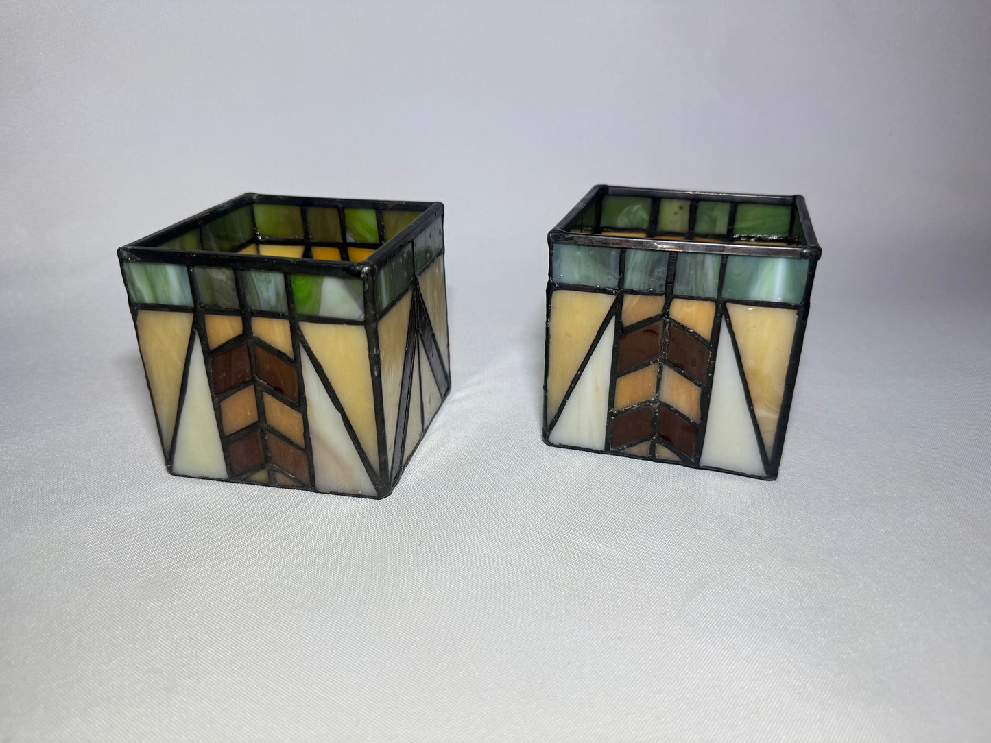 Pair of Art Deco Tiffany Style Tealight Candle Holders