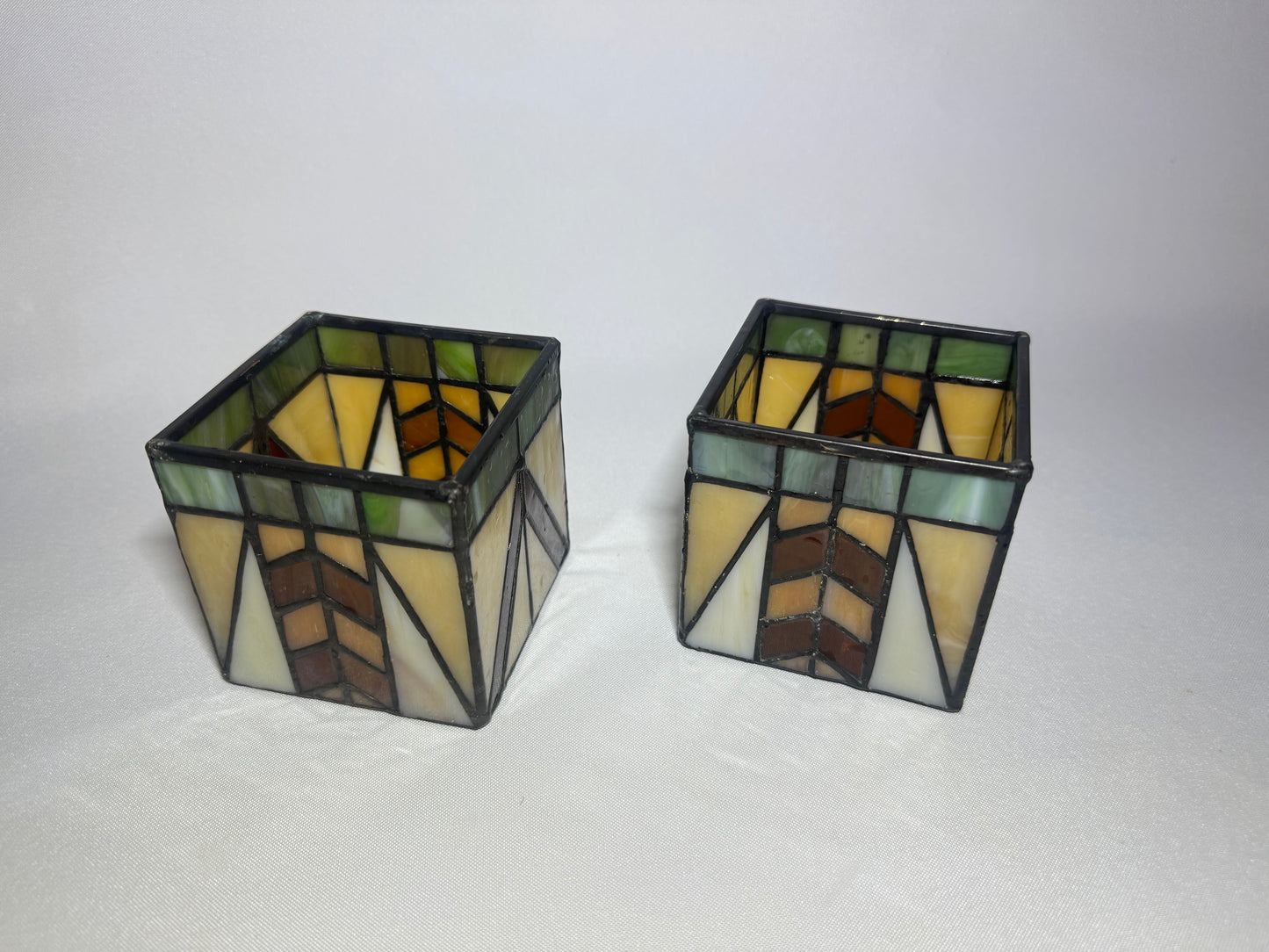 Pair of Art Deco Tiffany Style Tealight Candle Holders