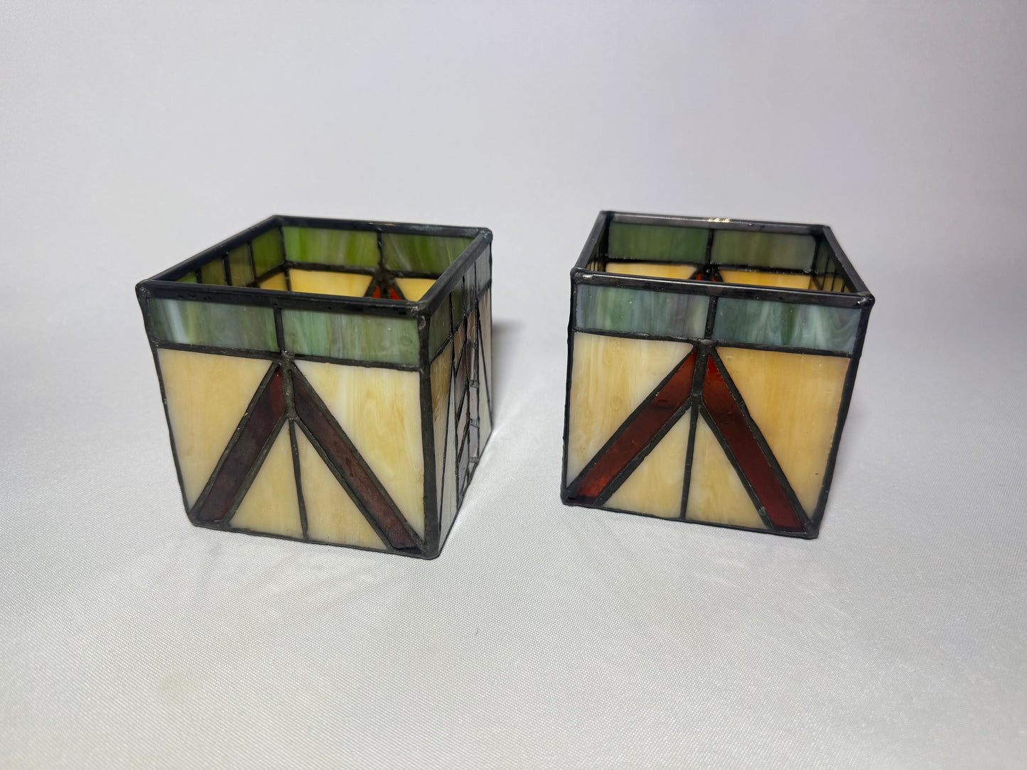 Pair of Art Deco Tiffany Style Tealight Candle Holders