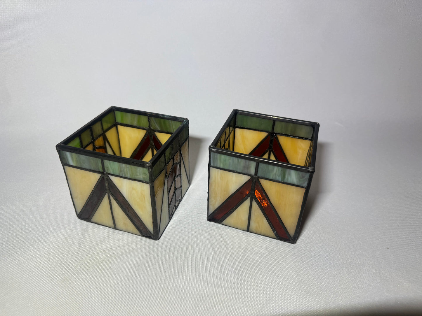 Pair of Art Deco Tiffany Style Tealight Candle Holders