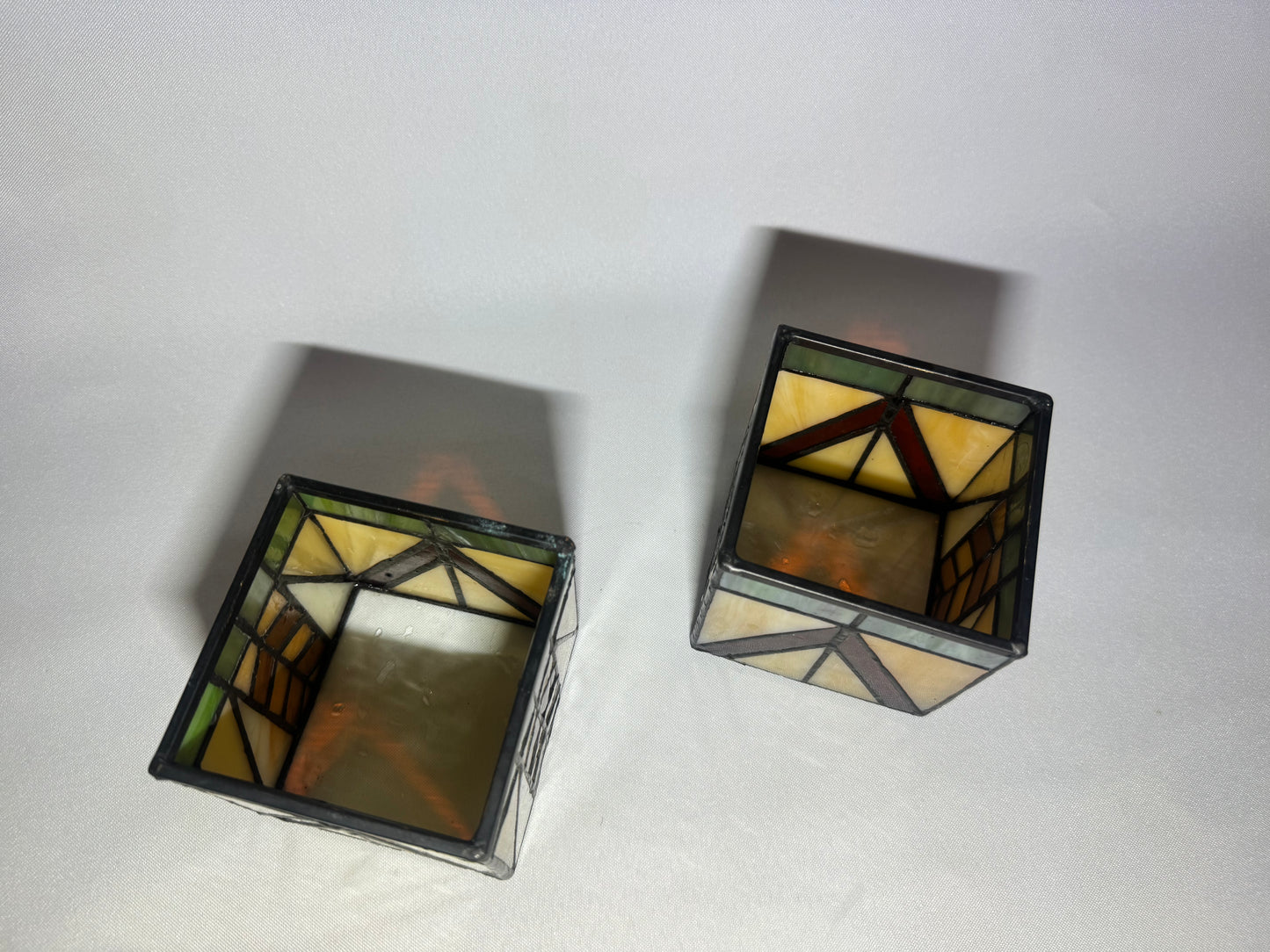 Pair of Art Deco Tiffany Style Tealight Candle Holders