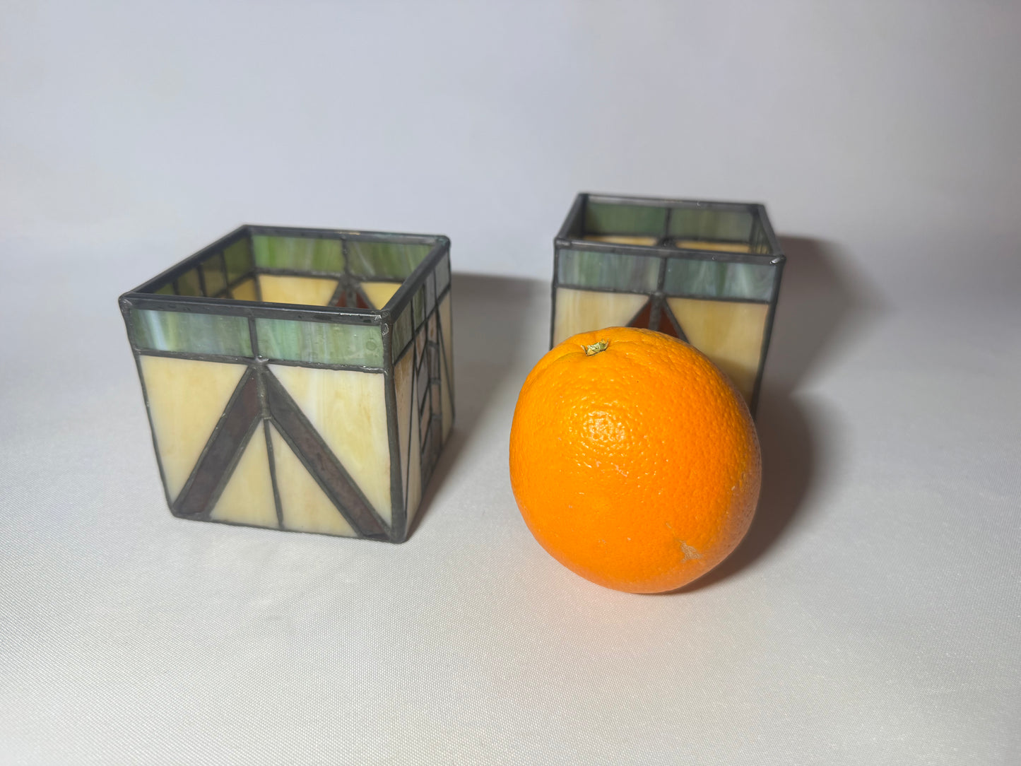 Pair of Art Deco Tiffany Style Tealight Candle Holders