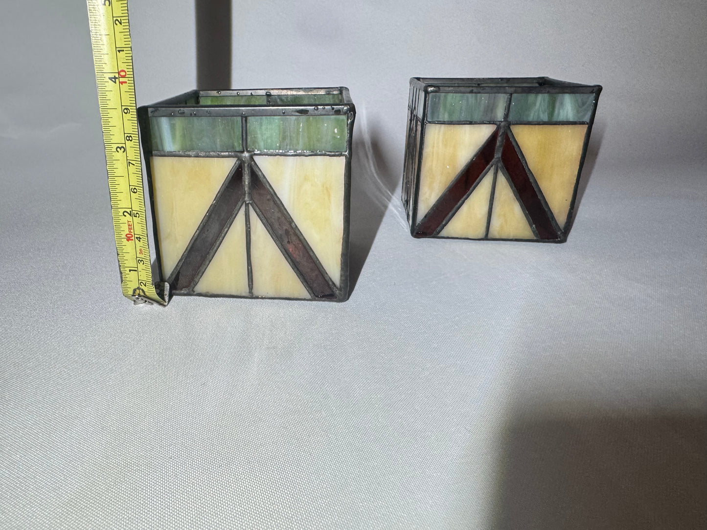 Pair of Art Deco Tiffany Style Tealight Candle Holders