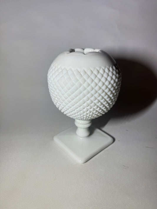 Westmoreland Hobnail Milk Glass Ball Vase with Pedestal Base