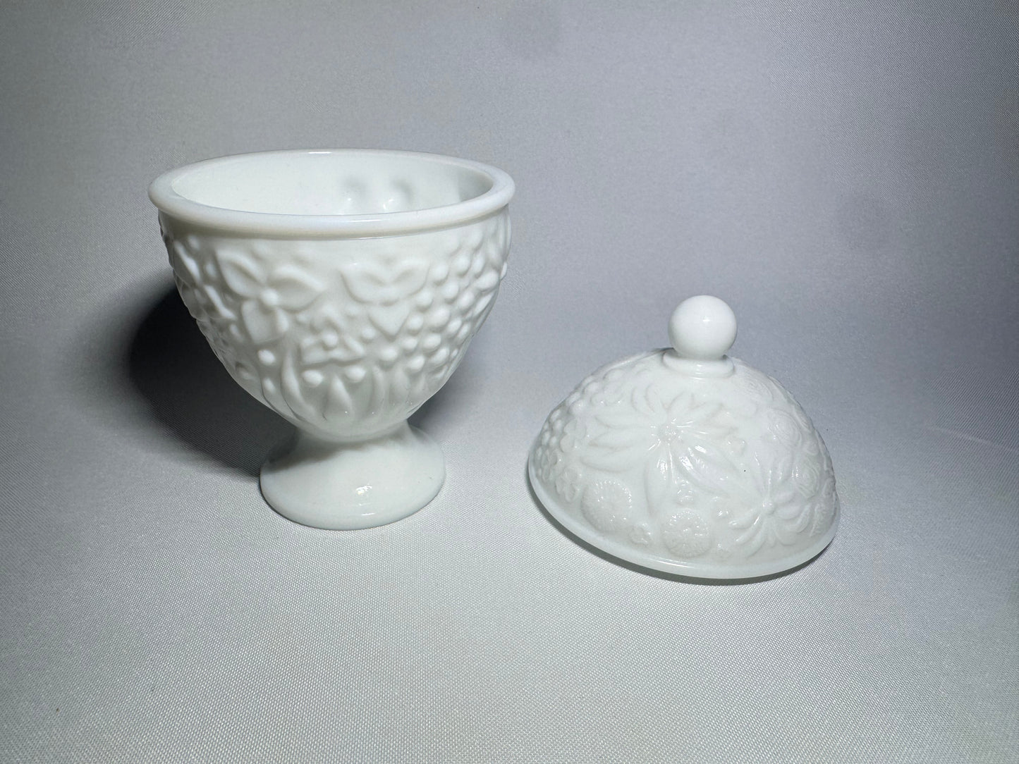 Avon Milk Glass Lidded Pot with Pedestal Base | Vintage Candy Dish |