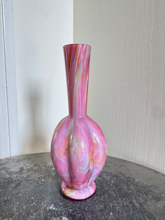 Pink Cased Glass Decorative Bud Vase