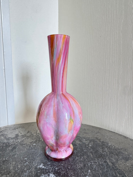 Pink Cased Glass Decorative Bud Vase