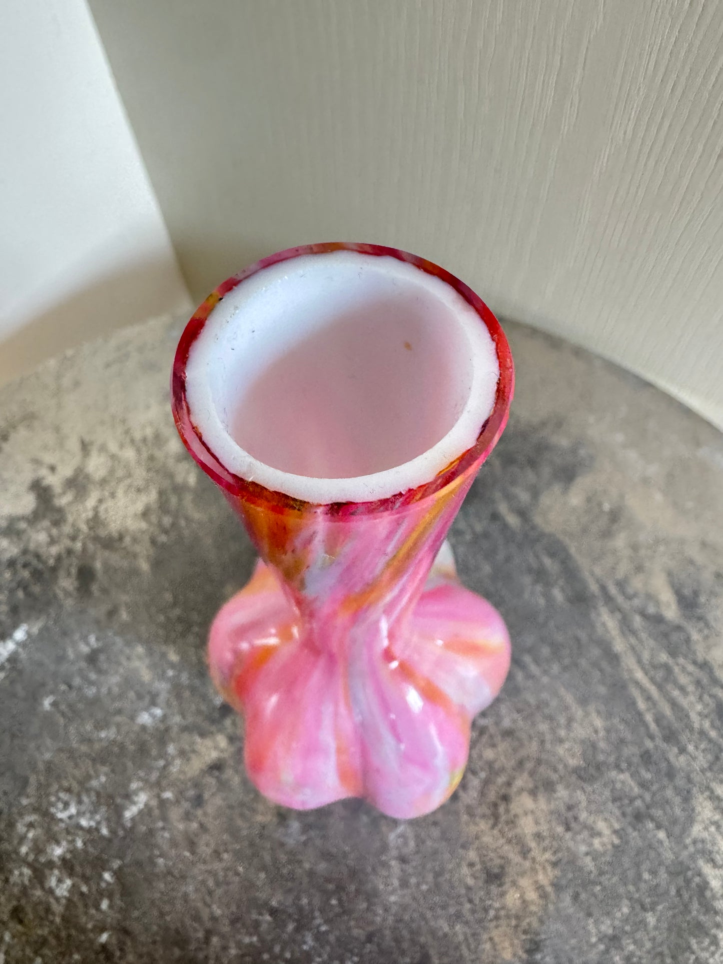 Pink Cased Glass Decorative Bud Vase